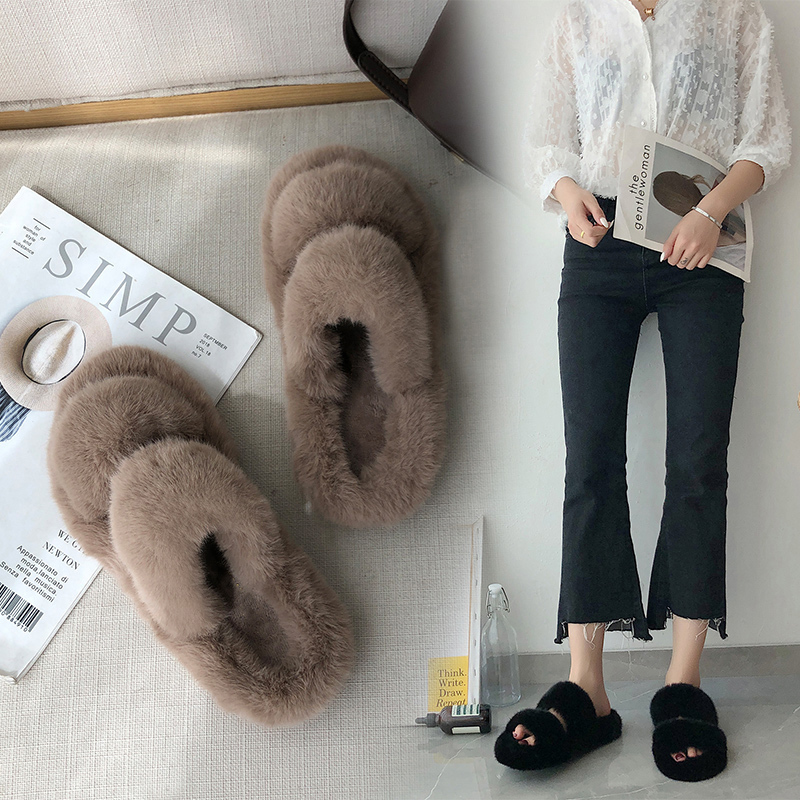 Women's Winter Fur Slippers for Home