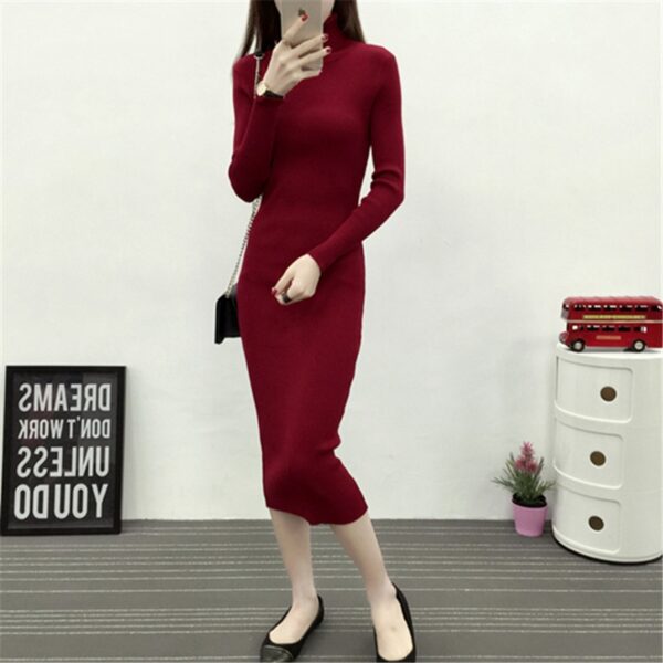 Winter Turtleneck Sweater Dress for Women - Image 8