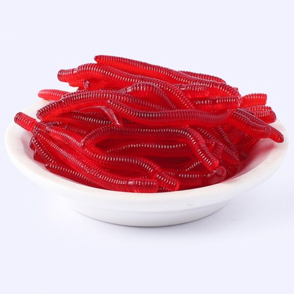 Mini Soft Scented Red Worm Lures Set - Image 5