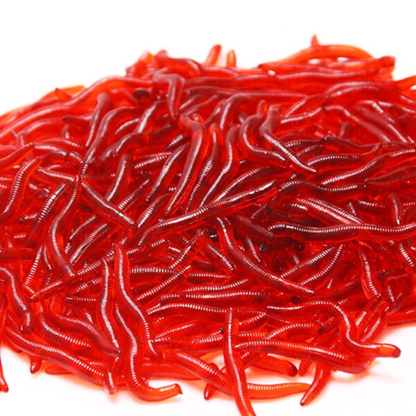 Mini Soft Scented Red Worm Lures Set
